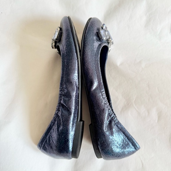 CL by LAUNDRY Blue Metallic Jeweled Rhinestones Ballet Flats Women's Size 7 - Picture 5 of 7